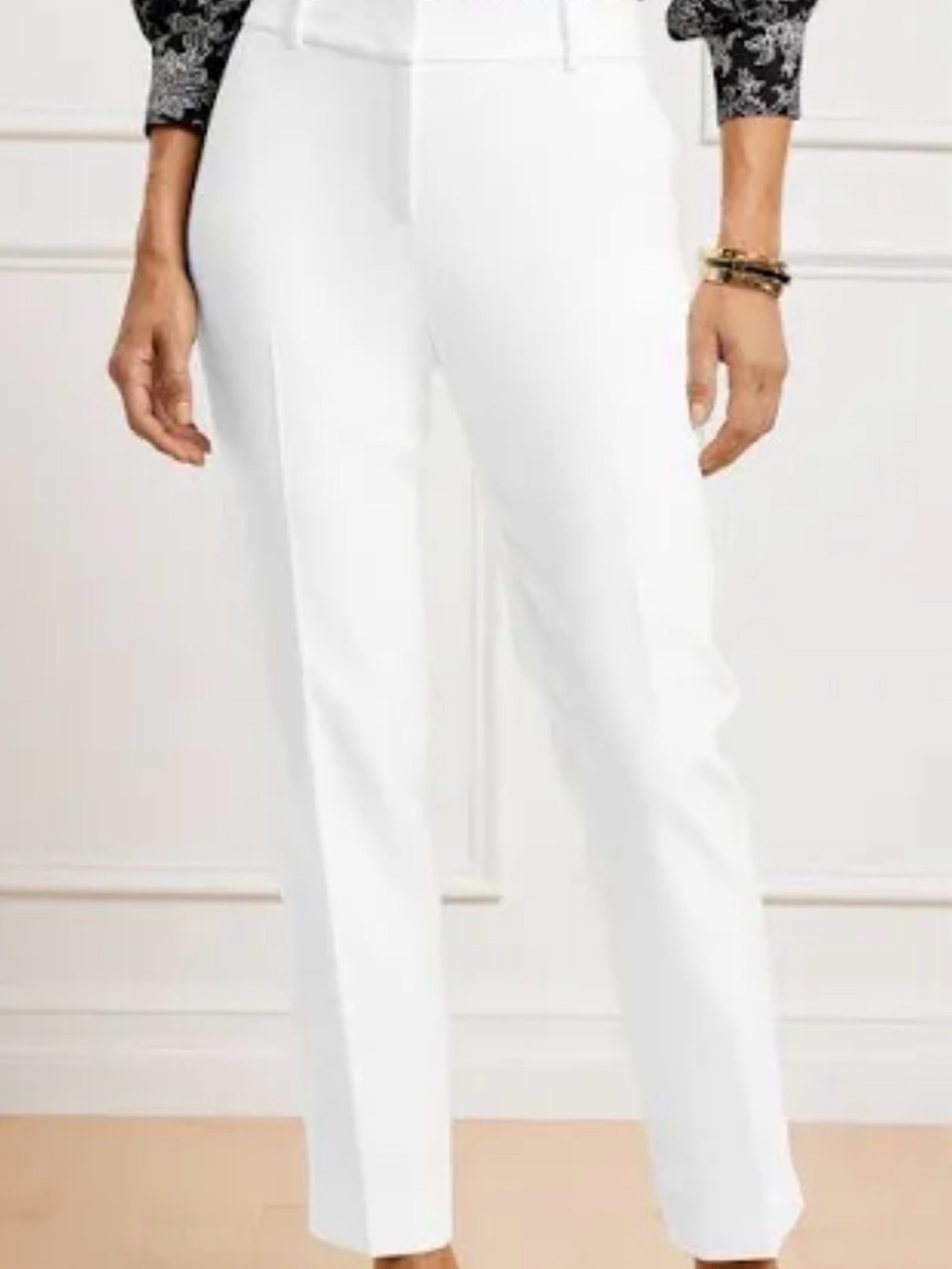 Talbots Like New The Hampshire Pant Bright White Straight-Leg Textured Size 10